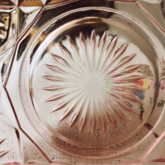 Vintage L.E. Smith. c. 1980s pink carnival glass dish - Picture 3 of 5